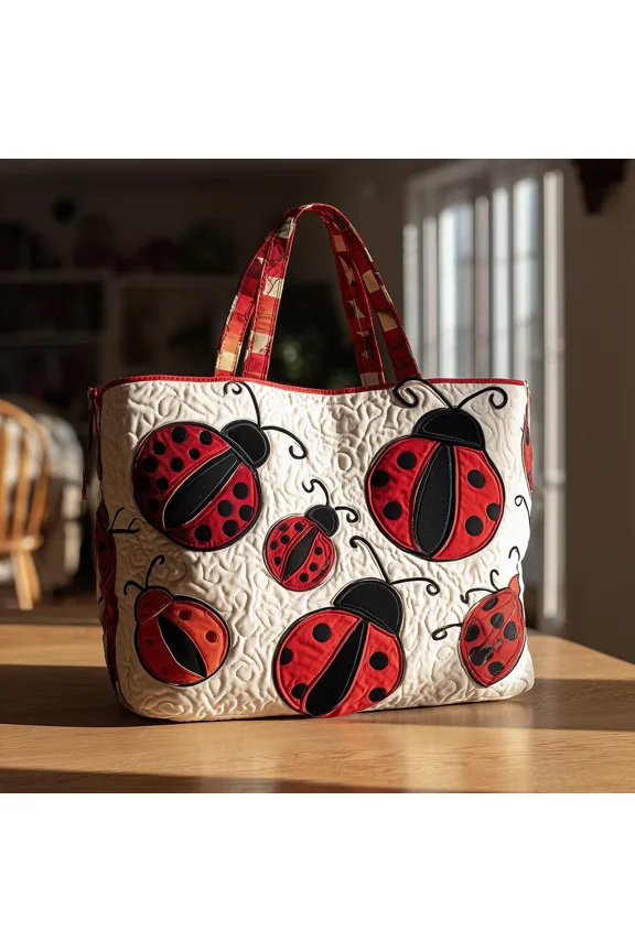 Ladybug Quilted Tote Bag