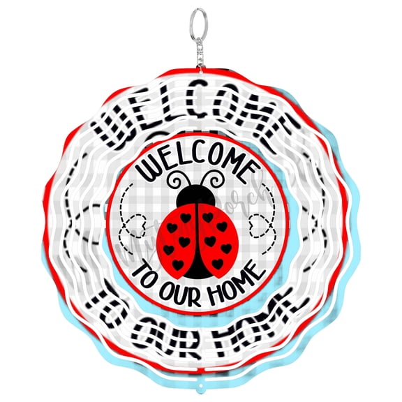 Ladybug Red Black Decor 3D Wind Spinner, Garden Polka Dot Art, Kinetic Yard Spinner