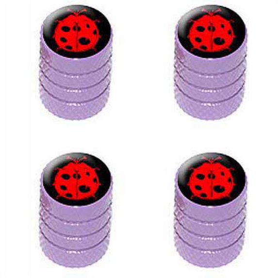 Ladybug Red Lady Bug On Black Tire Rim Wheel Aluminum Valve Stem Caps, Multiple Colors