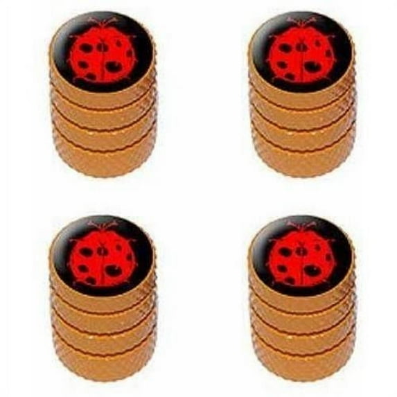 Ladybug Red Lady Bug On Black Tire Rim Wheel Aluminum Valve Stem Caps, Multiple Colors