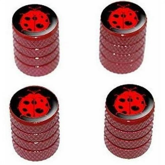 Ladybug Red Lady Bug On Black Tire Rim Wheel Aluminum Valve Stem Caps, Multiple Colors