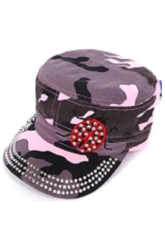 Ladybug Rhinestone Dazzle Women's Cadet Hat (Pink Camo)