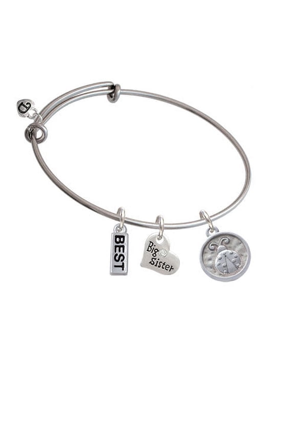 Ladybug - Round Seal Big Sister Heart Expandable Bangle Bracelet