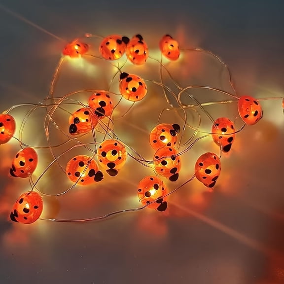 Ladybug Shape String Lights - 20pcs LED Indoor Decorations for Birthday, Party, Holiday Ornaments, Battery Powered Animal-Themed Decor