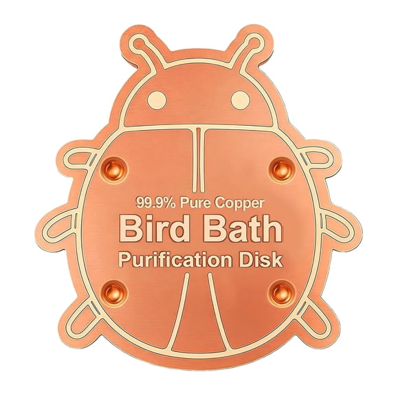 Ladybug Shaped Bird Bath Copper Disc 99.99% Pure Copper Plate Cleaning Disk For Safe Clean Birdbaths Outdoor Bird Accessories(Gold-8Cm)