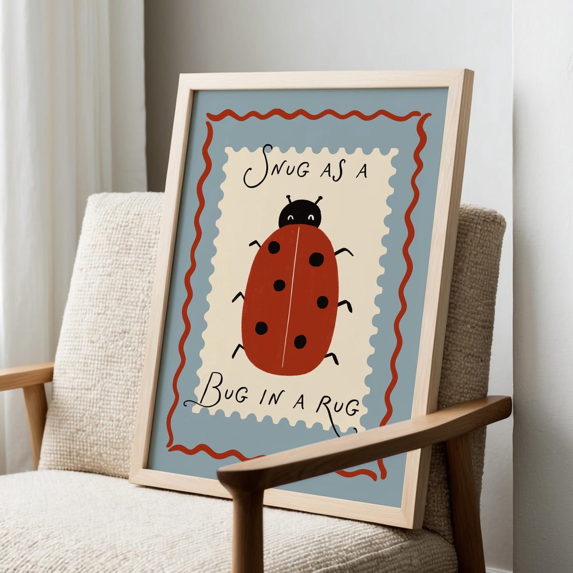 Ladybug Snug As A Bug In A Rug Whimsical Nursery Wall Art Print ...