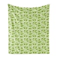 thumbnail image 1 of Ladybug Soft Flannel Fleece Throw Blanket, Ladybugs on Leaves with Abstract Dragonflies Seasonal Foliage, Cozy Plush for Indoor and Outdoor Use, 50" x 70", Pale Green Vermilion, by Ambesonne, 1 of 5