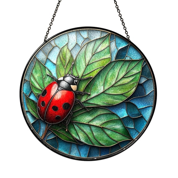 Ladybug Stained Glass Style Window Decor – Garden Inspired