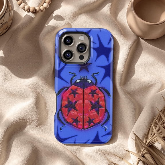 Ladybug Star Tough Case for Apple iPhone, Dual-Layer Polycarbonate TPU Protective Phone Cover
