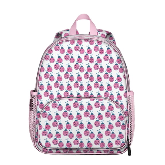 Ladybug Student Backpack – Cute Red Ladybird Cartoon Print With Polka Dot Garden Nature Insect Pattern Design