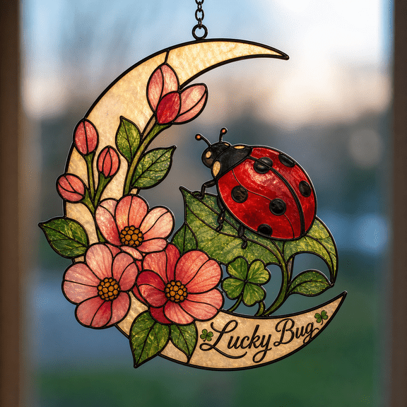 Ladybug Suncatcher Acrylic 1 Layer Lucky Bug Window Hanging Gift Decor
