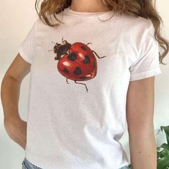 Ladybug Tee Retro 90s Style Insect Shirt Y2K Love Bug Graphic Top