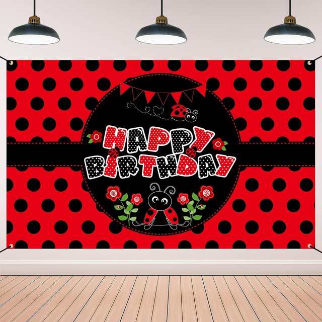 Ladybug Themed Party Banner, Girls Birthday & Baby Shower Decorations ...