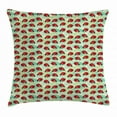 thumbnail image 1 of Ladybug Throw Pillow Cushion Cover, Spring Bugs on Tropical Leaves Exotic and Green Fern Foliage, Decorative Square Accent Pillow Case, 24 X 24 Inches, Vermilion Pale Green and Black, by Ambesonne, 1 of 2