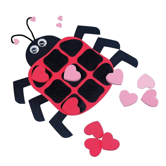Ladybug Valentine Tic Tac Toe Craft Kit - Party Favors - 12 Pieces