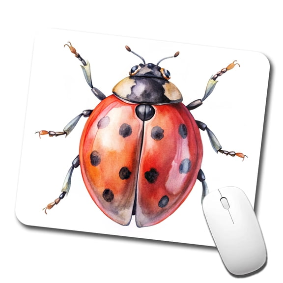 Ladybug Watercolor Mouse Pad Low Profile Gaming Mat