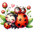 thumbnail image 1 of Ladybug With Her Babies Themed Birthday Photo Edible Image Cake Topper For Half Sheet Cake, 1 of 4