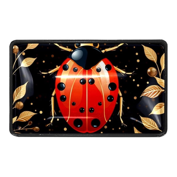 Ladybug and Gold Leave Crystal Glass Cabinet Knobs 4 Pcs Drawer Handles for Kitchen Cabinets Dresser Cupboard Wardrobe