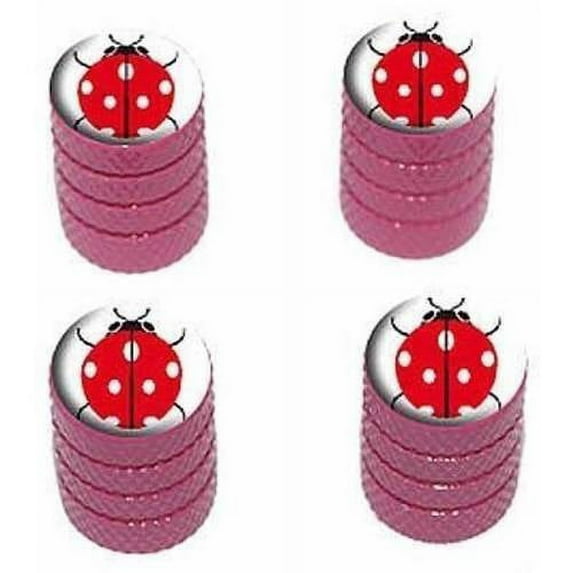 Ladybug on White Tire Rim Wheel Aluminum Valve Stem Caps, Multiple Colors