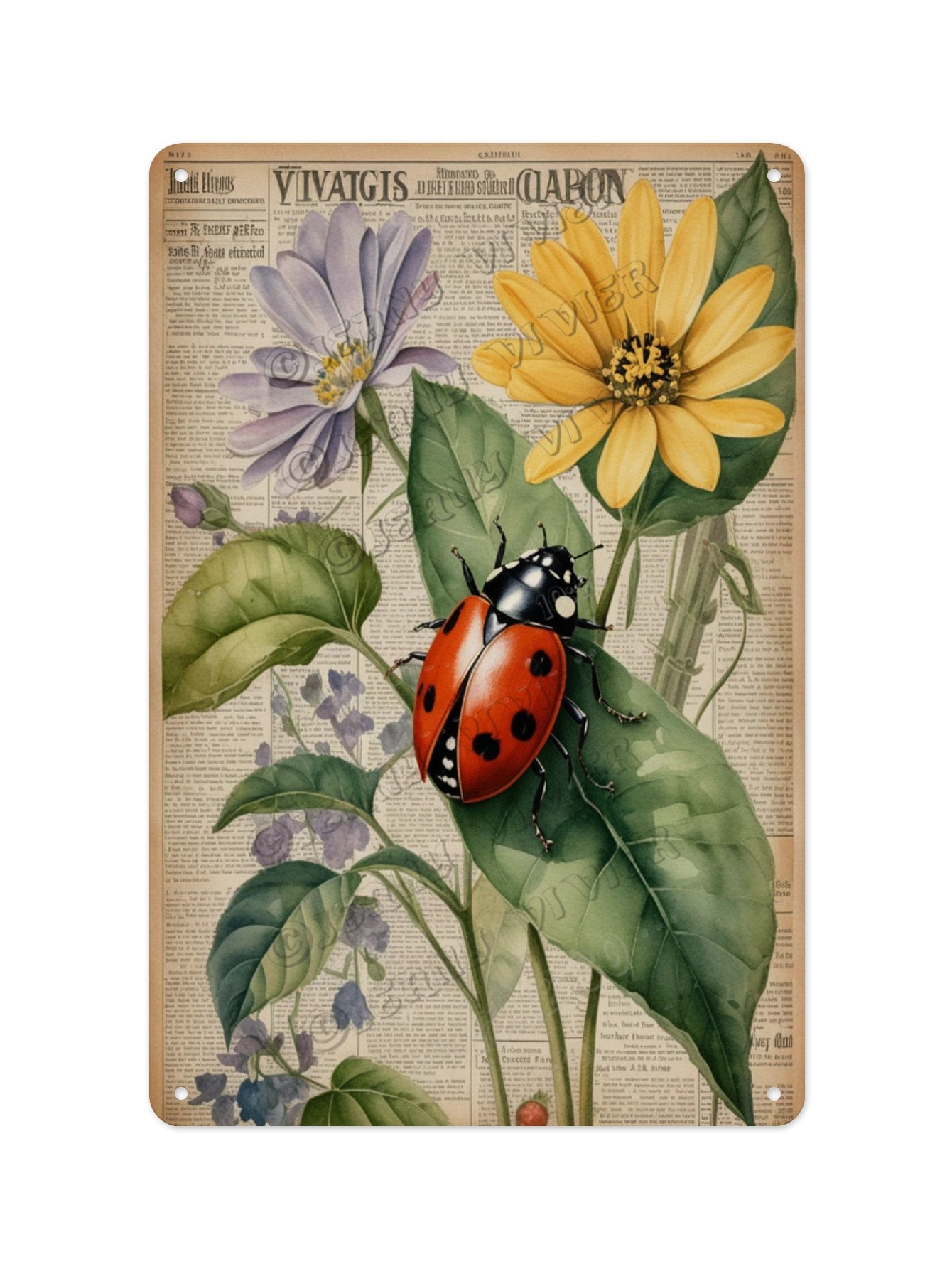 Ladybugs Aesthetic Vintage Aluminum Sign 8x12 Inches - Cottagecore ...