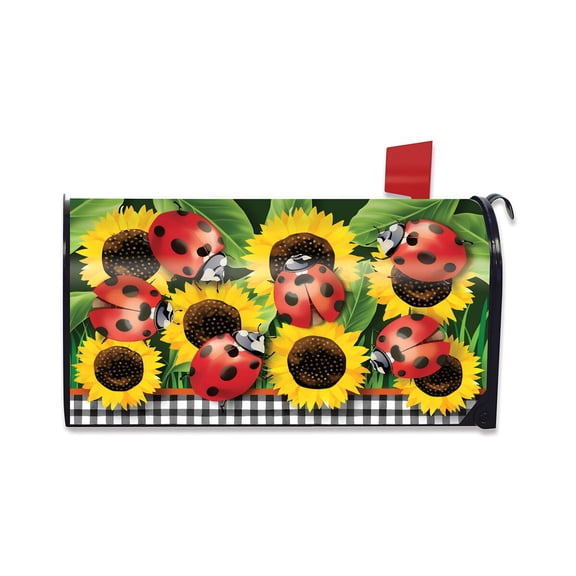 Briarwood Lane Summer Mailbox Cover  - Standard Size - Ladybugs and Sunflowers For Summer Mailbox Cover