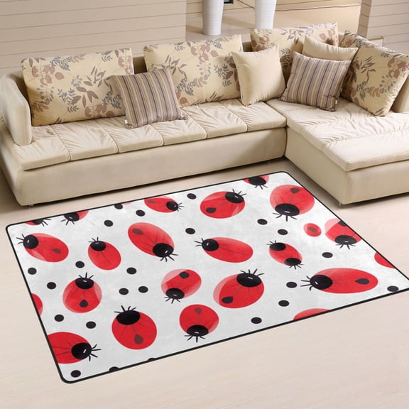 Ladybugs Area Floor Mats Non-Slip Rugs Soft Doormat 60 x 39 inch Carpet for Living Dining Room Bedroom Decorative