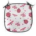 thumbnail image 1 of Ladybugs Chair Seating Cushion, Domed Back Round Ladybugs with Hearts Flowers Dragonflies Romantic Wings Pattern, Soft Seat Pads for Office with Anti-slip Backing, 16"x16", Red White, by Ambesonne, 1 of 7