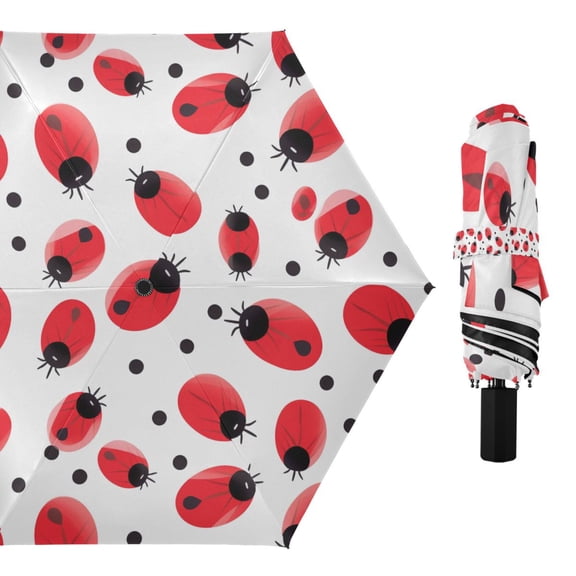 Ladybugs Compact Sun Umbrella Windproof Travel Umbrellas for Rain Strong Portable UV Protection