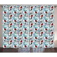 thumbnail image 1 of Ambesonne Ladybugs Curtains 2 Panel Set, Romantic Roses Flowers, 108" x 84", Pale Blue Red Black, 1 of 3