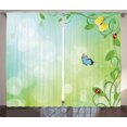thumbnail image 1 of Ambesonne Butterfly Curtains 2 Panel Set, Spring Flowers Sunny, 108" x 84", Pale Green, 1 of 3