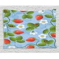 thumbnail image 1 of Ladybugs Decorations Tapestry, Strawberries Daisies Ladybugs Like Ivy Plant Spotted Insects Image, Wall Hanging for Bedroom Living Room Dorm Decor, 80W X 60L Inches, Blue Green Red, by Ambesonne, 1 of 2
