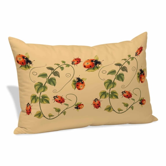 Ladybugs Eucalyptus Pillow Protectors with Zipper Standard Size, Spring Botanical Leaves Yellow Soft Brushed Microfiber Breathable Throw Pillow Covers, Pillowcase for Couch Sofa Bedroom 20"x26"