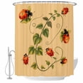 thumbnail image 1 of Ladybugs Eucalyptus Shower Curtain, Waterproof Shower Curtains for Bathroom, Spring Botanical Leaves Yellow Washable Fabric Bathtub Curtain Set Bath Decor with 12 Hooks Extra Long 72"x96", 1 of 8