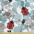 thumbnail image 1 of Ambesonne Ladybugs Fabric by the Yard Upholstery, Romantic Roses Flowers, 1 Yard, Pale Blue Red Black, 1 of 4