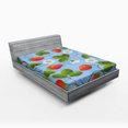 thumbnail image 1 of Ladybugs Fitted Sheet, Strawberries Daisies and Ladybugs Looks Like Ivy Plant Spotted Insects Image, Soft Decorative Fabric Bedding, Full Size, Blue Green Red, by Ambesonne, 1 of 2