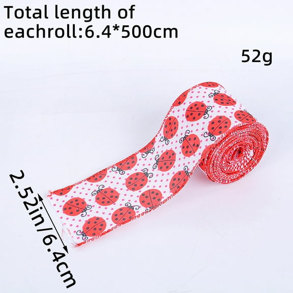 Ladybugs Gift Packaging Ribbon, Red Polka Dot Decorative Ribbon for Home, Window, Party and Craft Decoration, Spring and Summer Celebration Accessories