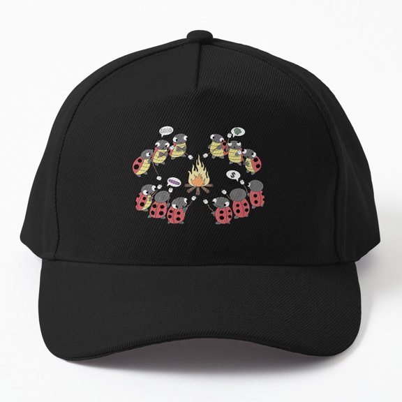 Ladybugs Picnic Baseball Hat, Cute Insect Outdoor Gathering Graphic Design, Classic Cap