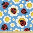 thumbnail image 1 of Ambesonne Ladybugs Fabric by the Yard Upholstery, Abstract Daisies Bugs, 5 Yards, Multicolor, 1 of 4