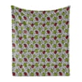 thumbnail image 1 of Ladybugs Soft Flannel Fleece Blanket, Ecological Fresh Leaves and Ladybugs Doodle Style Animals and Plants Pattern, Cozy Plush for Indoor and Outdoor Use, 50" x 60", Green Black Red, by Ambesonne, 1 of 5
