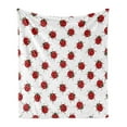 thumbnail image 1 of Ladybugs Soft Flannel Fleece Blanket, Ladybugs Pattern Bunch of Bugs Infinite Speckled Marked Insect Theme Playroom Kids, Cozy Plush for Indoor and Outdoor Use, 50" x 70", Red White, by Ambesonne, 1 of 5