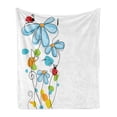 thumbnail image 1 of Ladybugs Soft Flannel Fleece Throw Blanket, Flowers Oval Dome-Shaped Ladybugs Illustration Never Ending Love Story Luck, Cozy Plush for Indoor and Outdoor Use, 50" x 60", Multicolor, by Ambesonne, 1 of 5