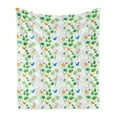 thumbnail image 1 of Ladybugs Soft Flannel Fleece Throw Blanket, Macro Chamomiles and Ladybugs Illustration Playful Magic Spirits of the Nature, Cozy Plush for Indoor and Outdoor Use, 60" x 80", White Green, by Ambesonne, 1 of 5