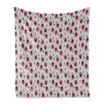 thumbnail image 1 of Ladybugs Soft Flannel Fleece Throw Blanket, Nature with Abstract Insects Trees and Flowers Pattern Cartoon, Cozy Plush for Indoor and Outdoor Use, 60" x 80", Grey Dark Coral Black, by Ambesonne, 1 of 5