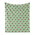 thumbnail image 1 of Ladybugs Soft Flannel Fleece Throw Blanket, Traditional Polka Dots Background Abstract Ladybug Insects Fun Design, Cozy Plush for Indoor and Outdoor Use, 70" x 90", Green Red Black, by Ambesonne, 1 of 5