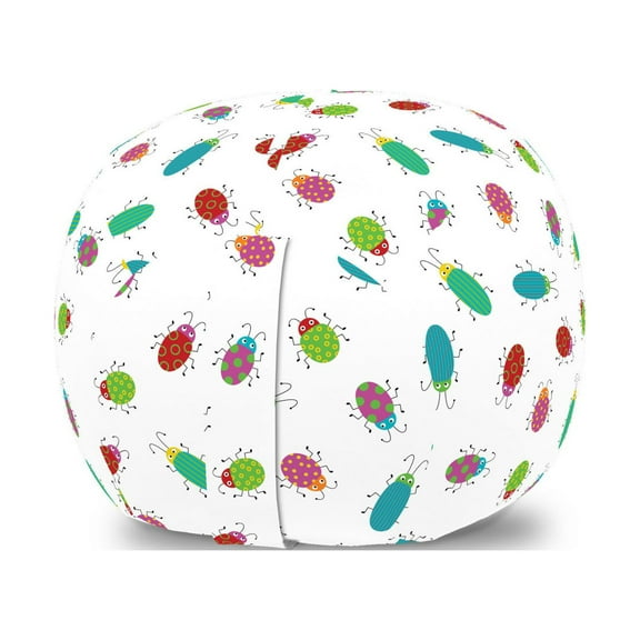 Ladybugs Storage Toy Bag Chair, Little Beetles Colorful Bodies Antenna Cricket Interpretation of Drawing, Stuffed Animal Organizer Washable Bag, Small Size, Multicolor, by Ambesonne