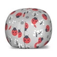 thumbnail image 1 of Ladybugs Storage Toy Bag Chair, Nature with Abstract Insects Trees and Flowers Pattern Cartoon, Stuffed Animal Organizer Washable Bag, Large Size, Coral Black, by Ambesonne, 1 of 3