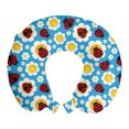 thumbnail image 1 of Ladybugs Travel Pillow Neck Rest, Abstract Daisies with Dotted Bugs Insects Ornamental Blooming Nature Inspirations, Memory Foam Traveling Accessory Airplane and Car, 12", Multicolor, by Ambesonne, 1 of 3