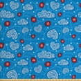 thumbnail image 1 of Ambesonne Cartoon Fabric by the Yard Upholstery, Ladybugs Hearts Clouds, 3 Yards, Blue Red, 1 of 4