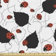 thumbnail image 1 of Ladybugs Upholstery Fabric by the Yard, The Symbolism of Luck Insect on Leafs Cartoon Style of Drawing, Decorative Fabric for DIY and Home Accents, White Black and Vermilion by Ambesonne, 1 of 5