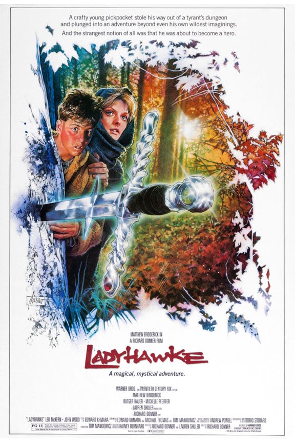 Ladyhawke Poster Metal Sign 8inx 12in Art Print on Metal 8x12 Multi-Color Square Adults Best Posters